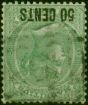Mauritius 1878 50c on 1s Green SG90w 'Wmk Inverted' Fine Used Rare Unpriced by Gibbons . Queen Victoria (1840-1901) Used Stamps