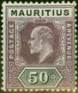 Rare Postage Stamp Mauritius 1910 50c Dull Purple & Black SG191Var 'Damaged Frame & Crown' 'Repaired State' V.F VLMM