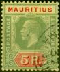Rare Postage Stamp from Mauritius 1924 5R Green & Red-Yellow SG240 Very Fine Used
