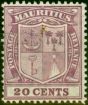 Valuable Postage Stamp from Mauritius 1926 20c Purple SG221 Fine Lightly Mtd Mint