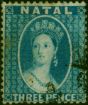 Rare Postage Stamp Natal 1859 3d Blue SG10 Fine Used