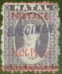 Rare Postage Stamp from Natal 1895 1/2d on 6d Violet Specimen SG114s Fine Lightly Mtd Mint