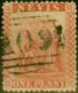 Rare Postage Stamp Nevis 1867 1d Pale Red SG9 Fine Used