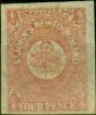 Old Postage Stamp from Newfoundland 1862 4d Rose-Lake SG18 Fine Very Lightly Mtd Mint