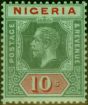Rare Postage Stamp Nigeria 1920 10s on Emerald Pale Olive Back SG11c Fine LMM (2)