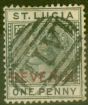 Collectible Postage Stamp from St Lucia 1884 1d Slate SGF27 Ave Used with additional reduced manuscript.