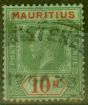 Valuable Postage Stamp from Mauritius 1922 10R on Emerald (Emerald Back) SG204d Die II Fine Used