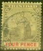 Rare Postage Stamp from Trinidad 1909 4d Grey & Red-Yellow SG138 Fine Used