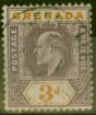 Rare Postage Stamp from Grenada 1902 3d Purple & Orange SG61 Fine Used