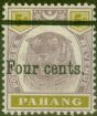Valuable Postage Stamp from Pahang 1899 4c on 5c Dull Purple & Olive-Yellow SG28 Fine Mtd Mint