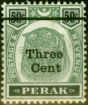 Collectible Postage Stamp from Perak 1900 3c on 50c Green & Black SG85b No Stop Ave Mtd Mint