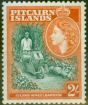 Collectible Postage Stamp from Pitcairn Islands 1957 2s Green & Red-Orange SG27 V.F MNH