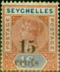 Collectible Postage Stamp Seychelles 1893 12c on 16c Chestnut & Blue SG19 Fine MM