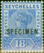 Old Postage Stamp from Seychelles 1897 18c Ultramarine Specimen SG3s V.F & Fresh Very Lightly Mtd Mint