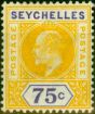 Valuable Postage Stamp from Seychelles 1903 75c Yellow & Violet SG54 Fine Lightly Mtd Mint