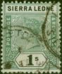 Sierra Leone 1896 1s Green & Black SG50 Good Used (2) Queen Victoria (1840-1901) Old Stamps