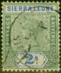 Rare Postage Stamp Sierra Leone 1896 2s Green & Ultramarine SG51 Fine Used