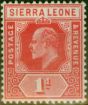 Collectible Postage Stamp Sierra Leone 1907 1d Red SG100a Fine MM
