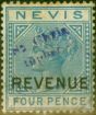 Old Postage Stamp from St Christopher 1883 4d Blue Revenue Fine Used