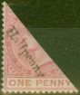 Old Postage Stamp from St Christopher 1885 1/2d on Half 1d Carmine SG23 Fine Mtd Mint