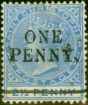 Rare Postage Stamp from St Christopher 1888 1d on 2 1/2d Ultramarine SG28 Fine Unused
