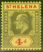 Old Postage Stamp from St Helena 1908 4d Black & Red-Yellow SG66 Fine Mtd Mint
