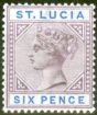 Valuable Postage Stamp from St Lucia 1891 6d Dull Mauve & Blue SG49 V.F Very Lightly Mtd Mint