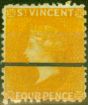 Rare Postage Stamp from St Vincent 1869 4d Yellow SG12 Fine & Fresh Mtd Mint with Ruled Bar Proof