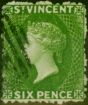 Collectible Postage Stamp St Vincent 1880 6d Bright Green SG30 Fine Used (4)