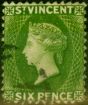 Collectible Postage Stamp from St Vincent 1883 6d Bright Green SG44 P.12 Fine Used