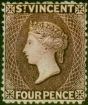 Valuable Postage Stamp from St Vincent 1886 4d Purple-Brown SG51 Fine Mounted Mint