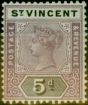 Collectible Postage Stamp St Vincent 1899 5d Dull Mauve & Black SG72 V.F MNH