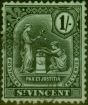 Valuable Postage Stamp St Vincent 1909 1s Black-Green SG101 Fine Used