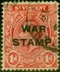 Collectible Postage Stamp from St Vincent 1916 1d Red SG122b Comma for Stop Fine Used