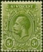 Rare Postage Stamp St Vincent 1924 5d Sage-Green SG136 V.F.U