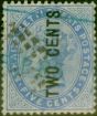 Rare Postage Stamp Straits Settlements 1884 2c on 5c Blue SG77 Good Used