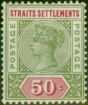Collectible Postage Stamp Straits Settlements 1892 50c Olive-Green & Carmine SG104 Good MM