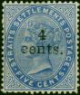 Straits Settlements 1898 4c on 5c Blue S107 Fine MM  Queen Victoria (1840-1901) Valuable Stamps