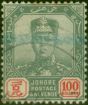 Collectible Postage Stamp from Johore 1904 $100 Green & Scarlet SG77 V.F.U Fiscal Cancel