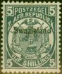 Valuable Postage Stamp from Swaziland 1890 5s Slate-Blue SG8 Good MM