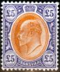 Old Postage Stamp from Transvaal 1903 £5 Orange-Brown & Violet SG259 Fine Very Lightly Mtd Mint Nice Example of this rare high value