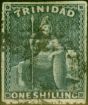 Valuable Postage Stamp from Trinidad 1859 1s Purple-Slate SG37 Pin-Perf 12.5 Fine Used Scarce Classic