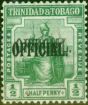 Collectible Postage Stamp from Trinidad 1916 1/2d Yellow-Green SG014a Overprint Double Fine Mtd Mint