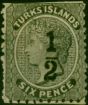 Turks Islands 1881 1/2 on 6d Black SG7 Good MM  Queen Victoria (1840-1901) Collectible Stamps