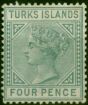 Turks Islands 1884 4d Grey SG57 Good MM  Queen Victoria (1840-1901) Old Stamps