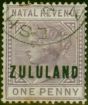 Rare Postage Stamp Zululand 1891 1d Dull Mauve SGF1 Good Used