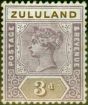 Old Postage Stamp from Zululand 1894 3d Dull Mauve & Olive-Brown SG23 Fine Lightly Mtd Mint Stamp