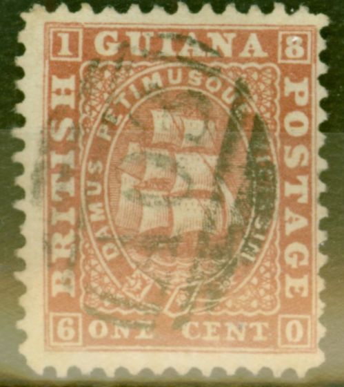 Valuable Postage Stamp from British Guiana 1861 1c Reddish Brown SG40 Fine Used Ex-Fred Small & Sir Ron Brierley