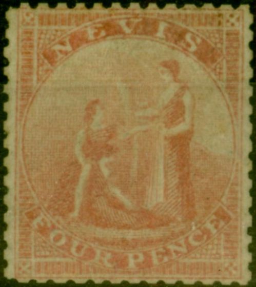 Collectible Postage Stamp from Nevis 1862 4d Rose SG2 Fine Mtd Mint