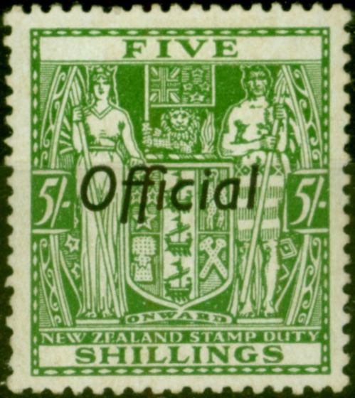 Collectible Postage Stamp from New Zealand 1938 5s Green SG0119 Fine Lightly Mtd Mint